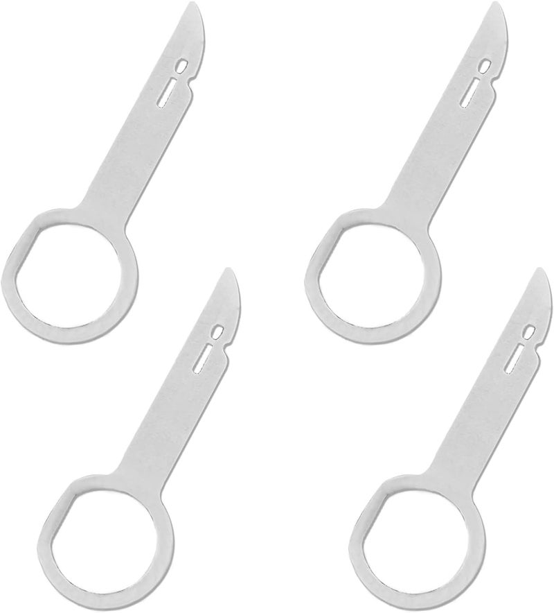 RBOKO 4Pcs Radio Removal Tool kit, Easy Grip Handles and Stiff Blades Compatible with VW Volkswagen, Mercedes Benz, Stereo Single and Double DIN Replacement Key for 1C0-051-530, T87P-19061-A (Silver) - Image 1